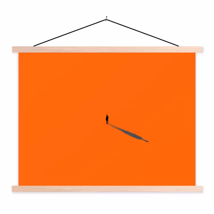 Stoffbild - Person – Schatten – Orange — 1