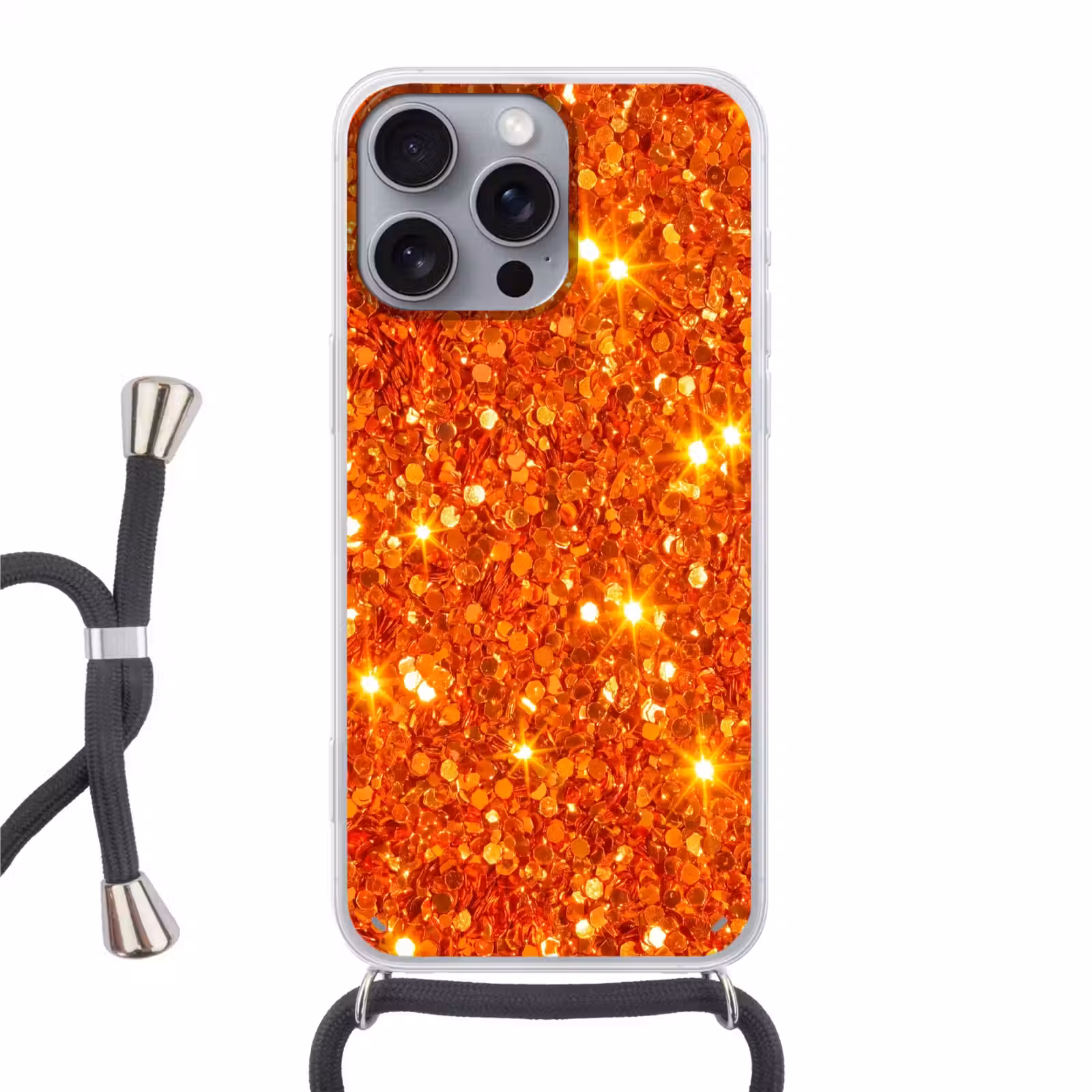 Handyhülle mit Band - Glitzer – Orange – Abstrakt — 1