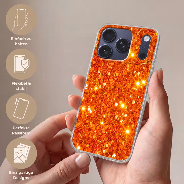 Handyhülle - Glitzer – Orange – Abstrakt — 4
