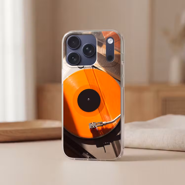 Handyhülle - Plattenspieler – Orange – Musik — 3