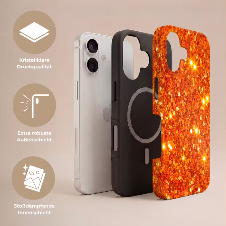 Handyhülle Toughcase - Glitzer – Orange – Abstrakt — 3