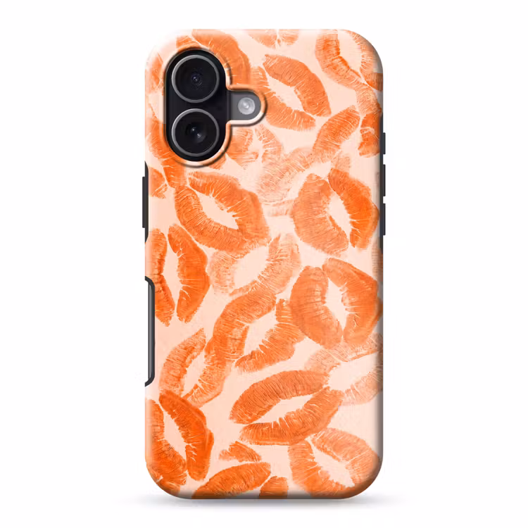 Handyhülle Toughcase - Orangefarbene Kussabdrücke – Liebe — 1