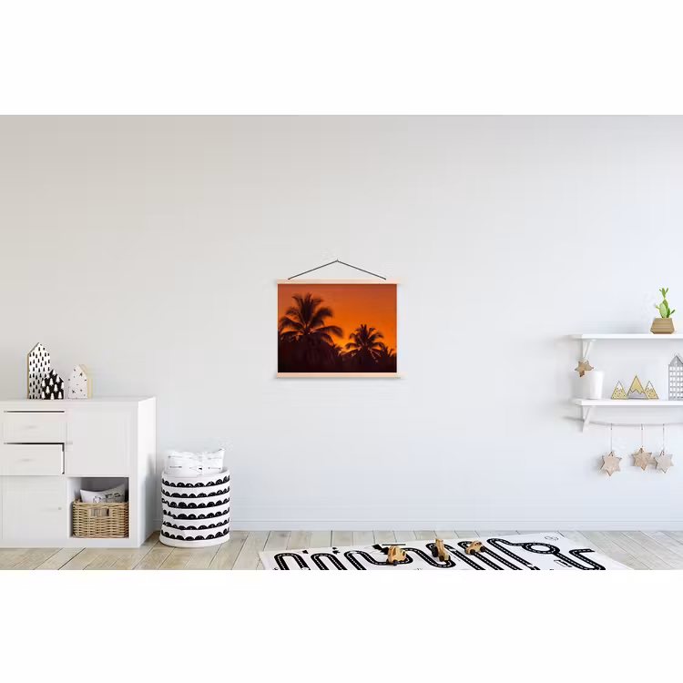 Stoffbild - Palmen – Sonnenuntergang – Orange — 2