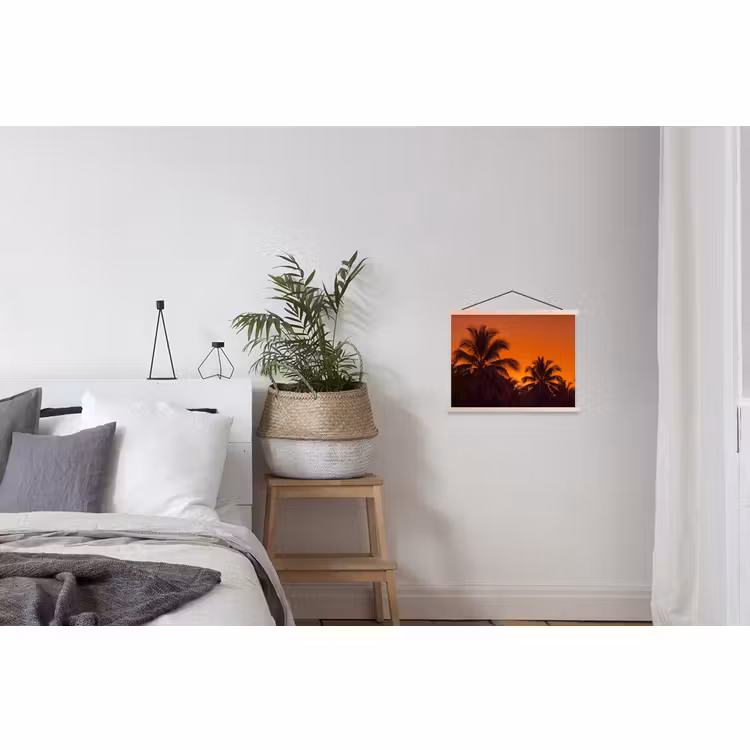 Stoffbild - Palmen – Sonnenuntergang – Orange — 3