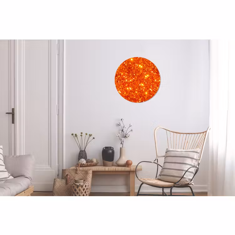 Alu-Dibond-Bild Rund - Glitzer – Orange – Abstrakt — 2