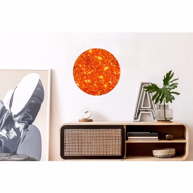 Alu-Dibond-Bild Rund - Glitzer – Orange – Abstrakt — 3