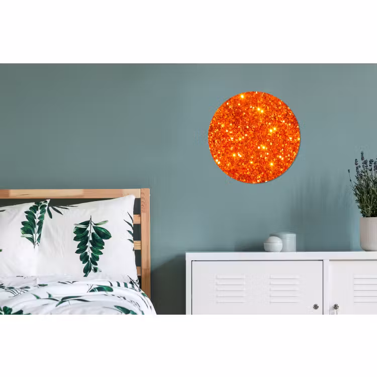 Alu-Dibond-Bild Rund - Glitzer – Orange – Abstrakt — 5