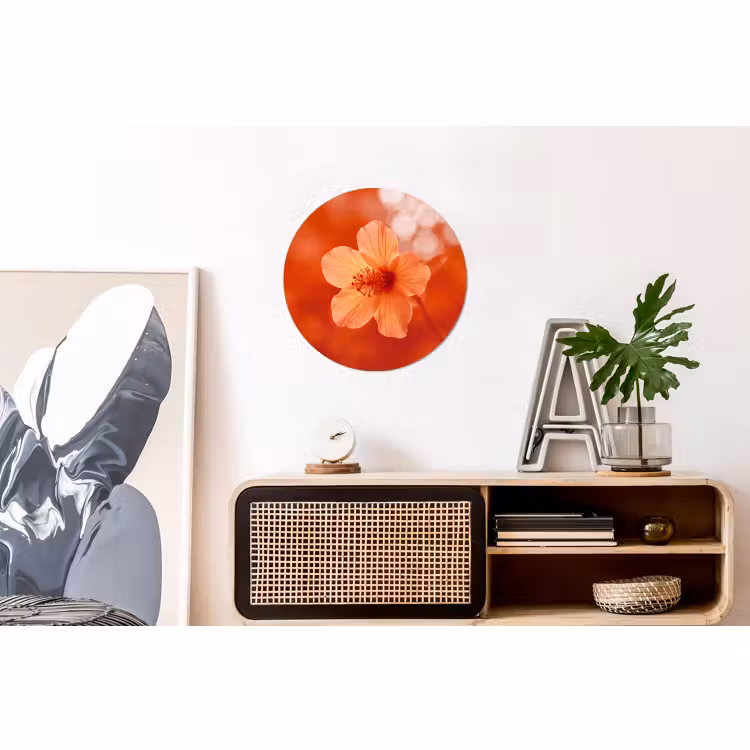 Alu-Dibond-Bild Rund - Orangefarbene Blume – Makro — 3