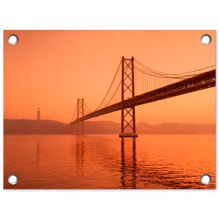 Gartenposter - Brücke – Wasser – Orange — 1