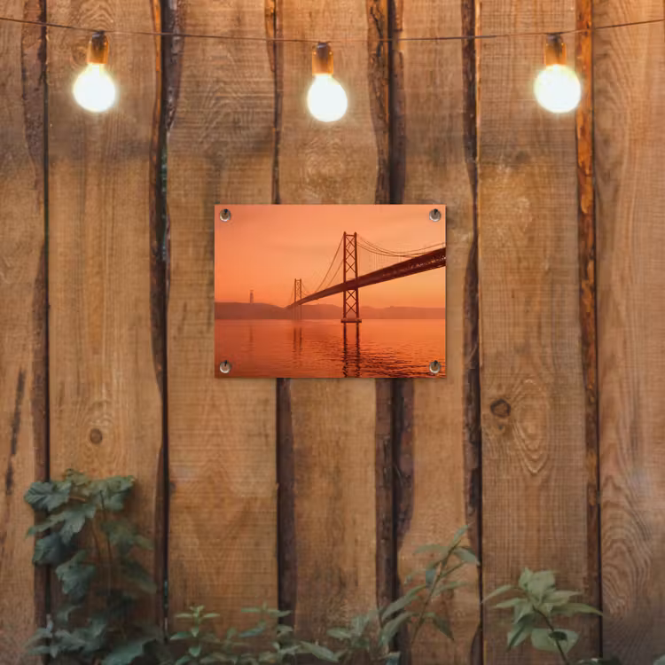 Gartenposter - Brücke – Wasser – Orange — 2