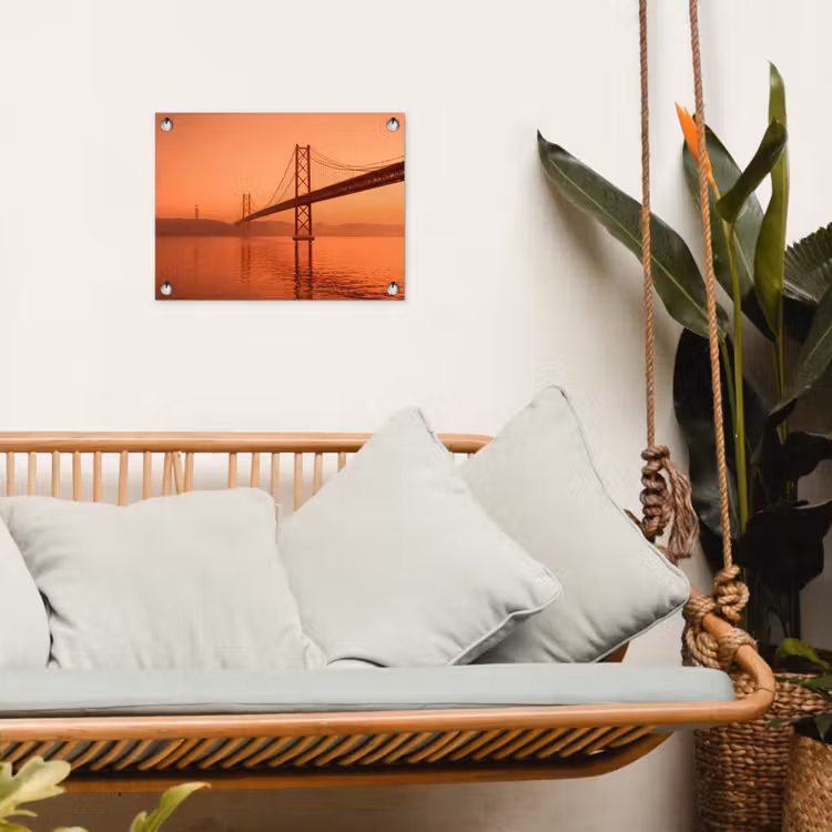 Gartenposter - Brücke – Wasser – Orange — 4