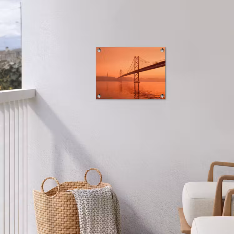 Gartenposter - Brücke – Wasser – Orange — 5