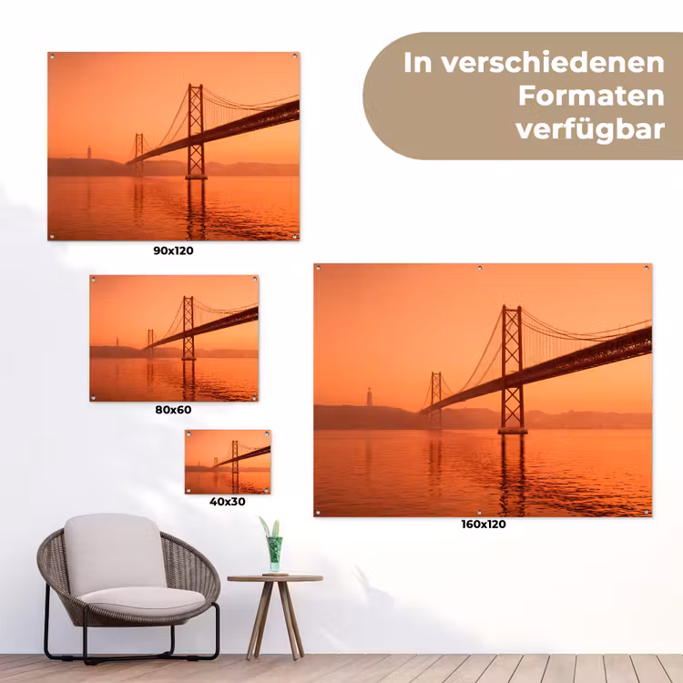 Gartenposter - Brücke – Wasser – Orange — 6