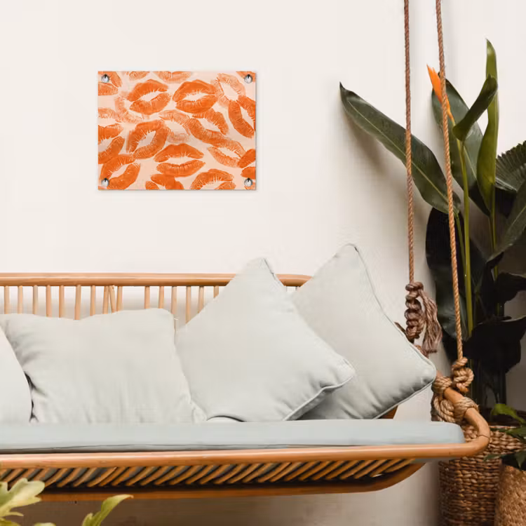 Gartenposter - Orangefarbene Kussabdrücke – Liebe — 4