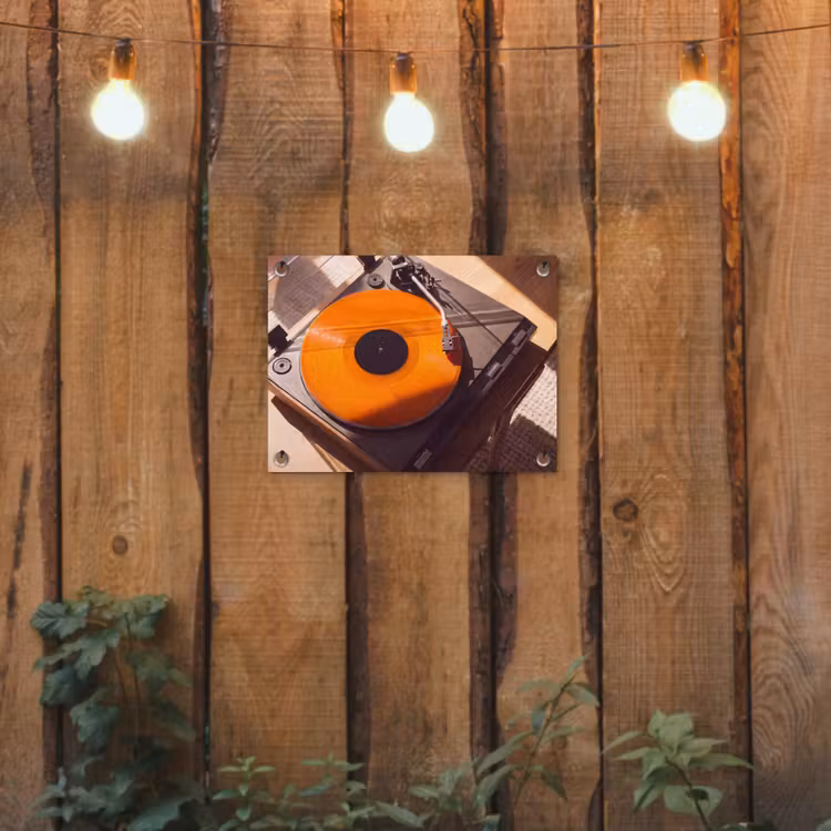 Gartenposter - Plattenspieler – Orange – Musik — 2