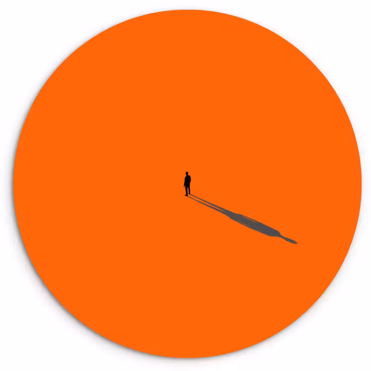 Glasbild Rund - Person – Schatten – Orange — 1