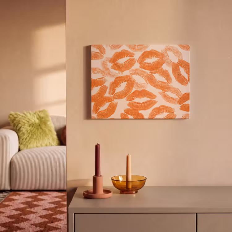 Akustikbild - Orangefarbene Kussabdrücke – Liebe — 2