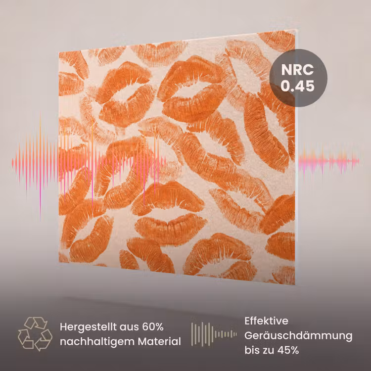 Akustikbild - Orangefarbene Kussabdrücke – Liebe — 3