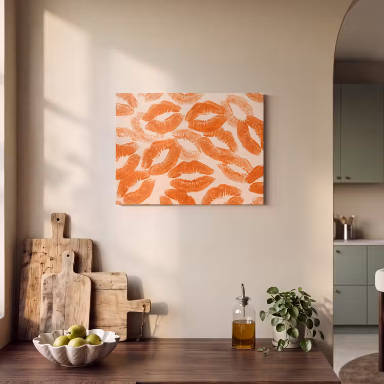 Akustikbild - Orangefarbene Kussabdrücke – Liebe — 4