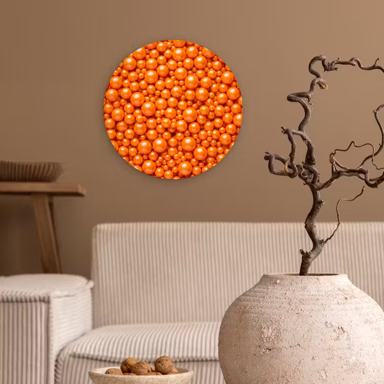 Glasbild Rund - Süßigkeiten – Orange – Muster — 2