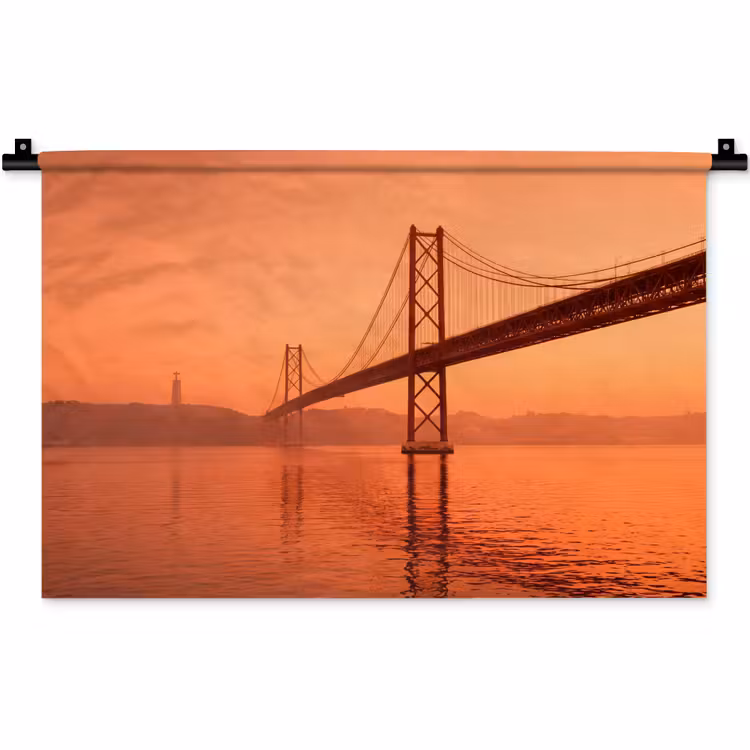 Wandteppich - Brücke – Wasser – Orange — 1