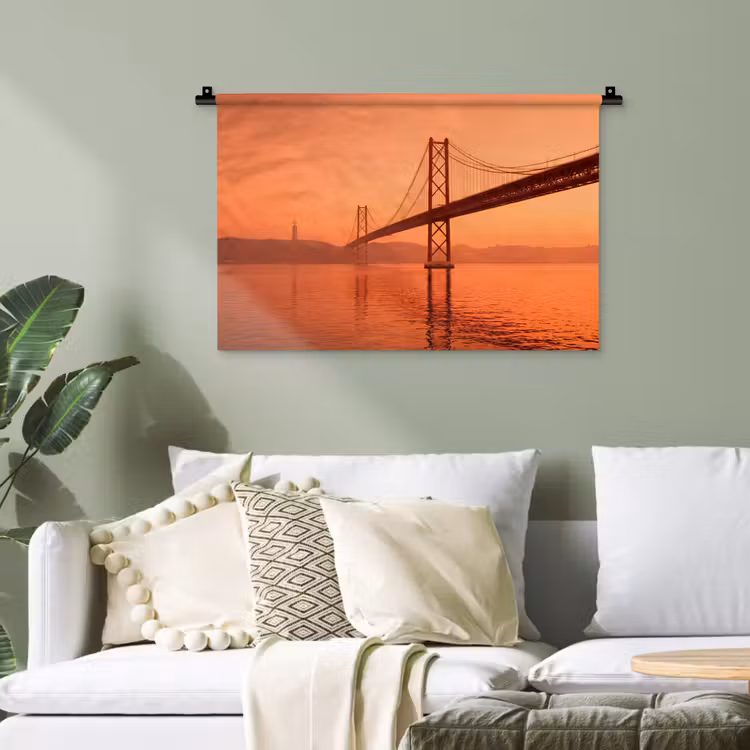Wandteppich - Brücke – Wasser – Orange — 4