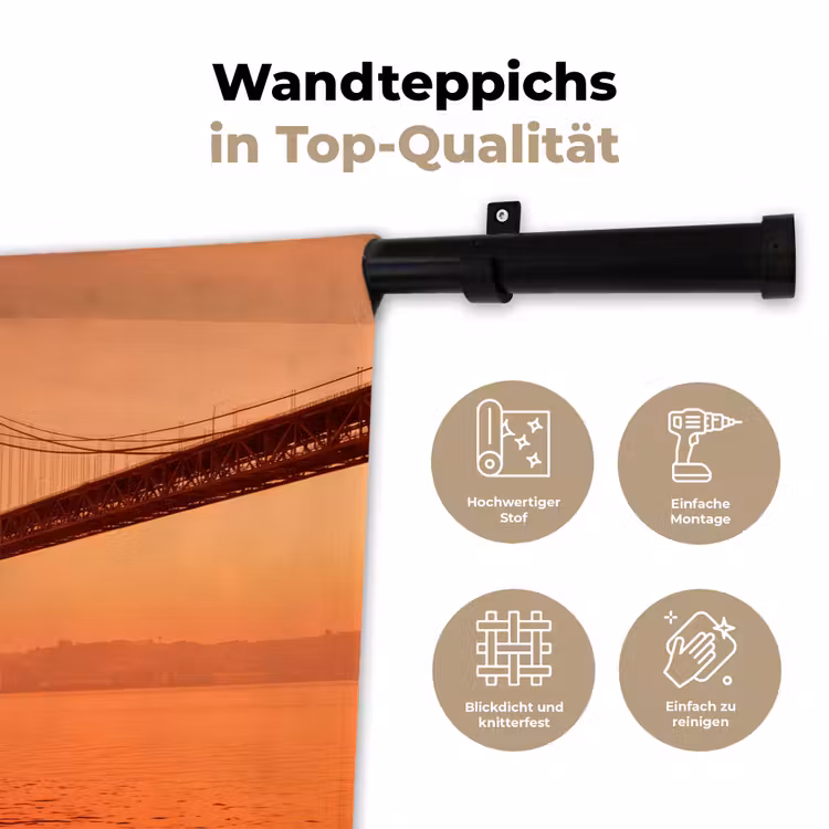 Wandteppich - Brücke – Wasser – Orange — 7