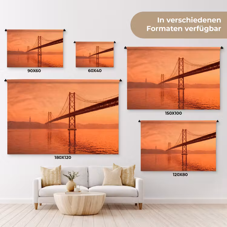 Wandteppich - Brücke – Wasser – Orange — 8