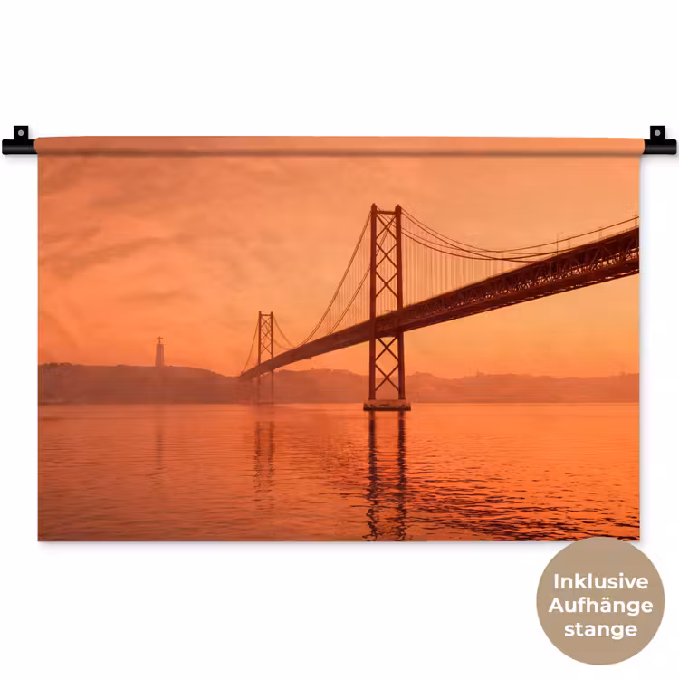 Wandteppich - Brücke – Wasser – Orange — 9