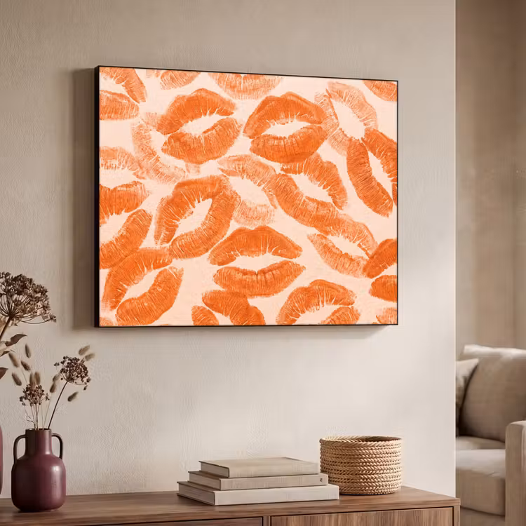 Art Frame - Orangefarbene Kussabdrücke – Liebe — 3