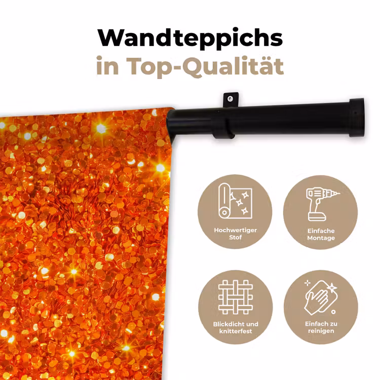 Wandteppich - Glitzer – Orange – Abstrakt — 7