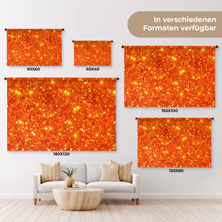 Wandteppich - Glitzer – Orange – Abstrakt — 8