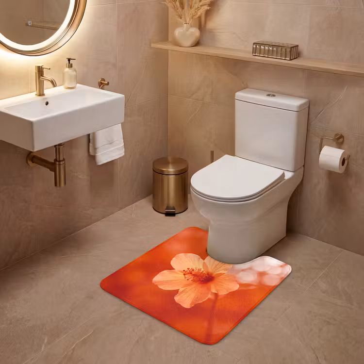 WC Vorleger - Orangefarbene Blume – Makro — 4
