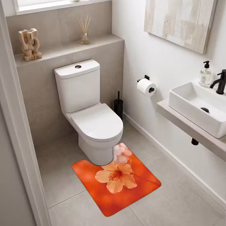WC Vorleger - Orangefarbene Blume – Makro — 6