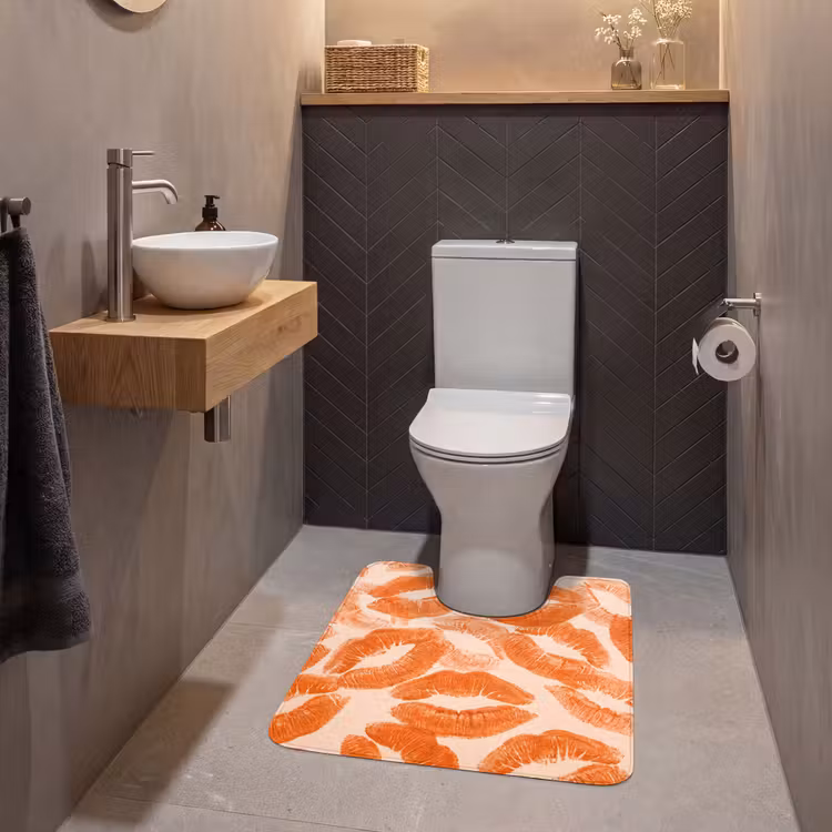 WC Vorleger - Orangefarbene Kussabdrücke – Liebe — 2