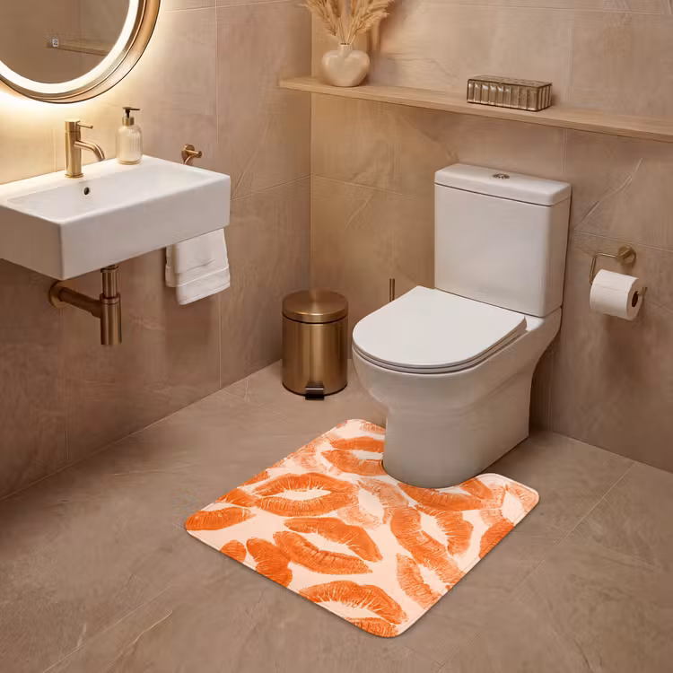 WC Vorleger - Orangefarbene Kussabdrücke – Liebe — 4