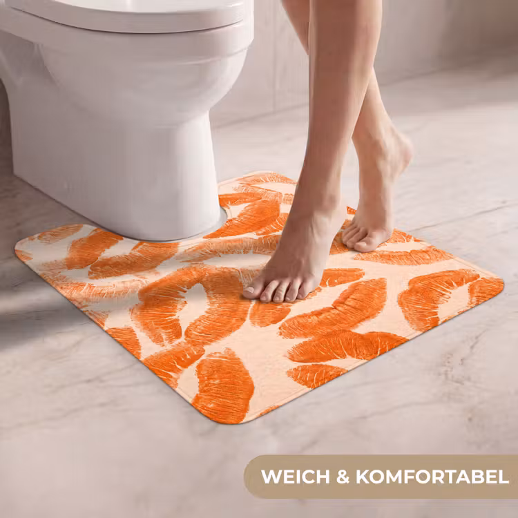 WC Vorleger - Orangefarbene Kussabdrücke – Liebe — 5