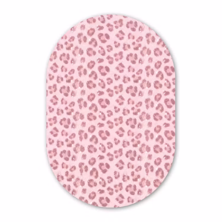 Alu-Dibond-Bild Oval - Rosa Tiermuster – Glitzer — 1