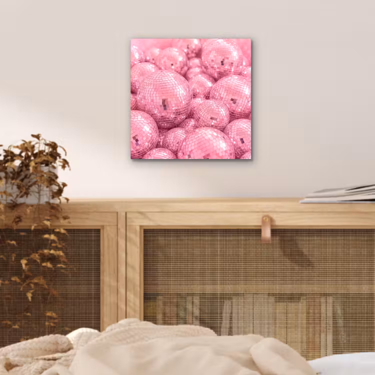 Alu-Dibond-Bild - Rosa Discokugeln — 4
