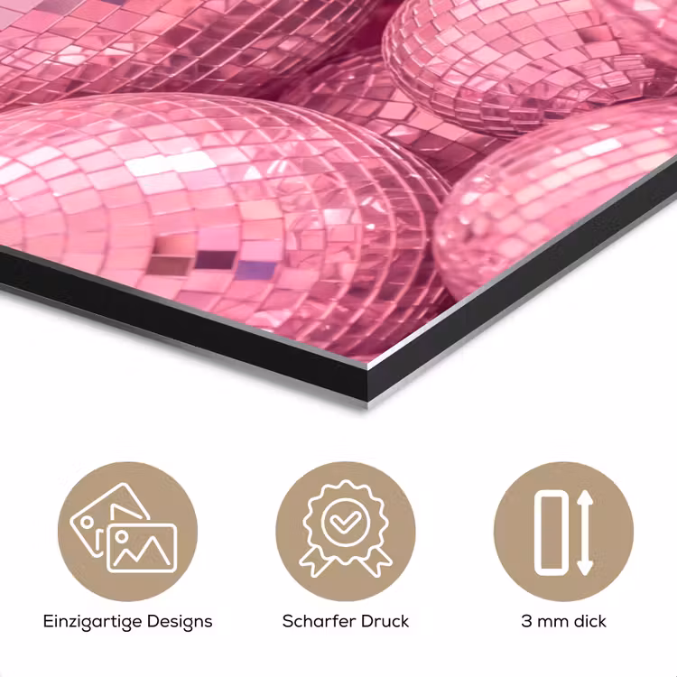 Alu-Dibond-Bild - Rosa Discokugeln — 7