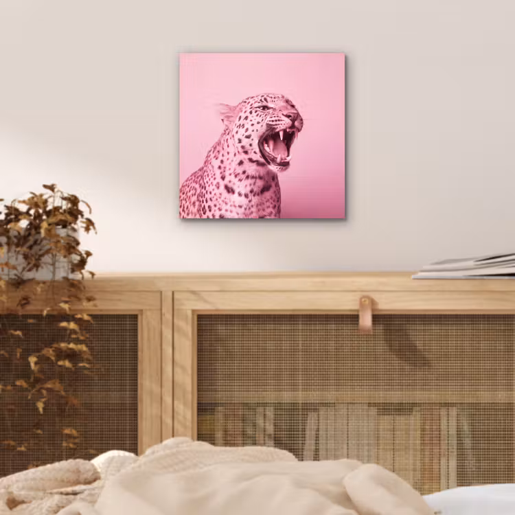 Alu-Dibond-Bild - Rosa Katze – Modern — 4
