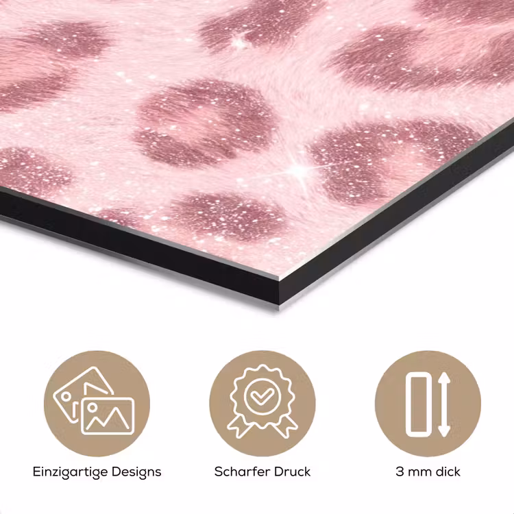 Alu-Dibond-Bild - Rosa Tiermuster – Glitzer — 7