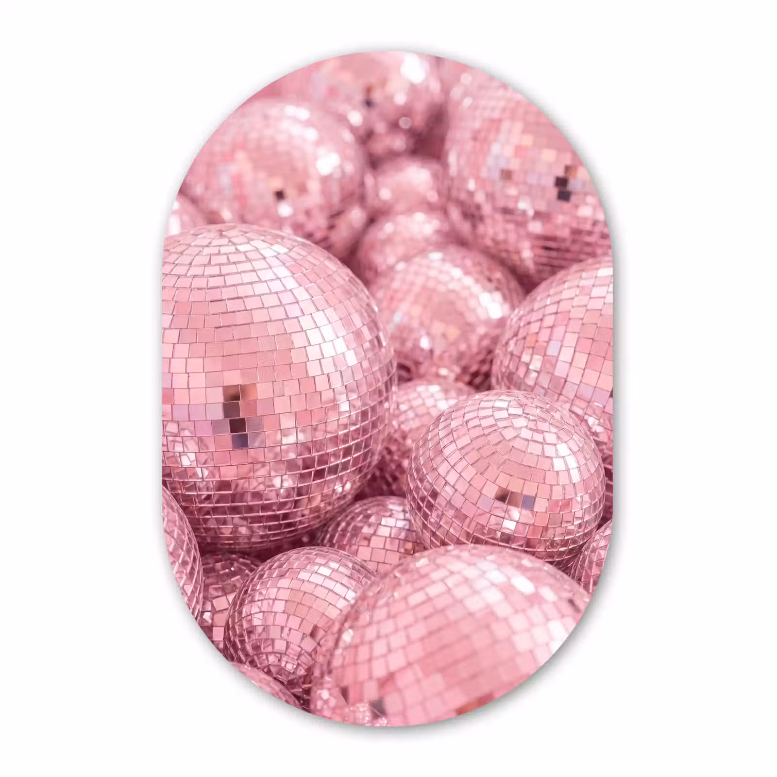 Alu-Dibond-Bild Oval - Rosa Discokugeln — 1