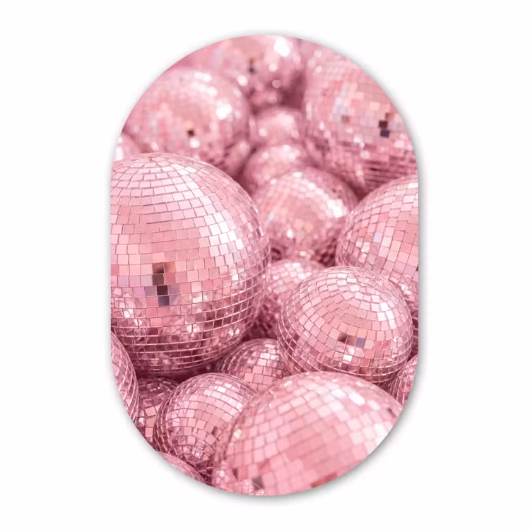 Alu-Dibond-Bild Oval - Rosa Discokugeln — 1