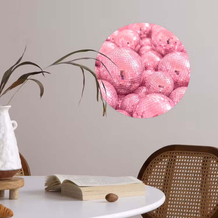 Runde Tapete - Rosa Discokugeln — 4