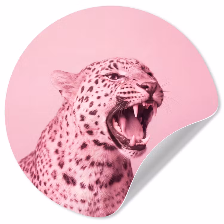 Runde Tapete - Rosa Katze – Modern — 1