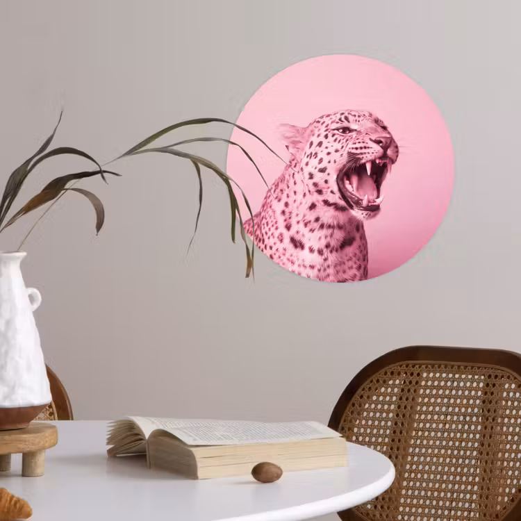 Runde Tapete - Rosa Katze – Modern — 4