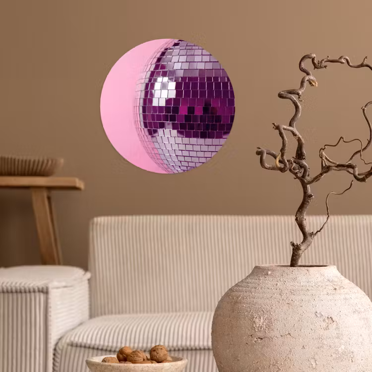 Runde Tapete - Spiegelkugel – Silber – Modern — 2