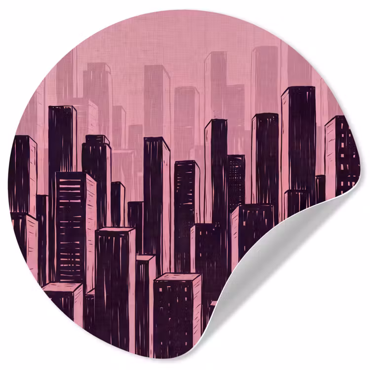 Runde Tapete - Stadt – Abstrakt – Rosa — 1