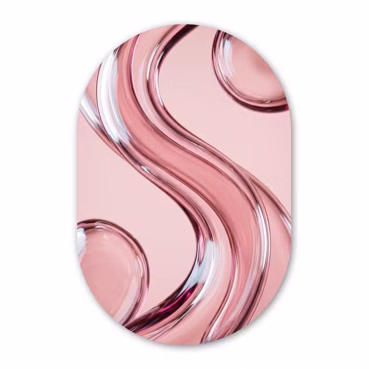 Glasbild Oval - Form – Abstrakt – Rosa — 1